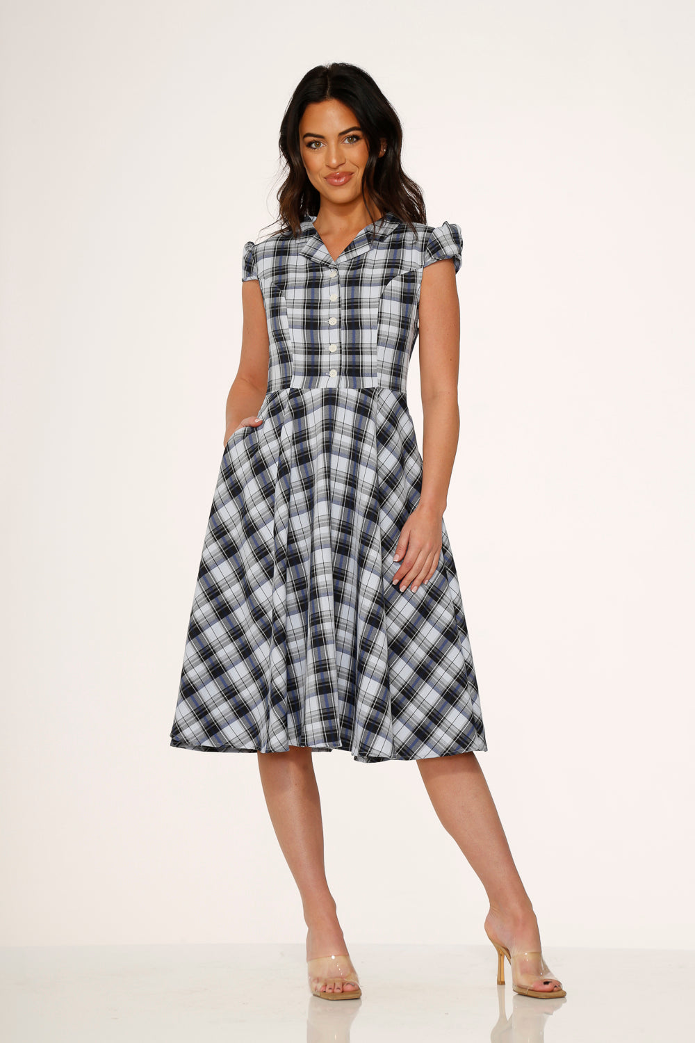 Blue Plaid Swing Dress